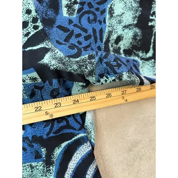 Vintage 80s 90s Laser Men's Medium 100% Silk Abstract Tribal Long Sleeve Shirt - Picture 5 of 8